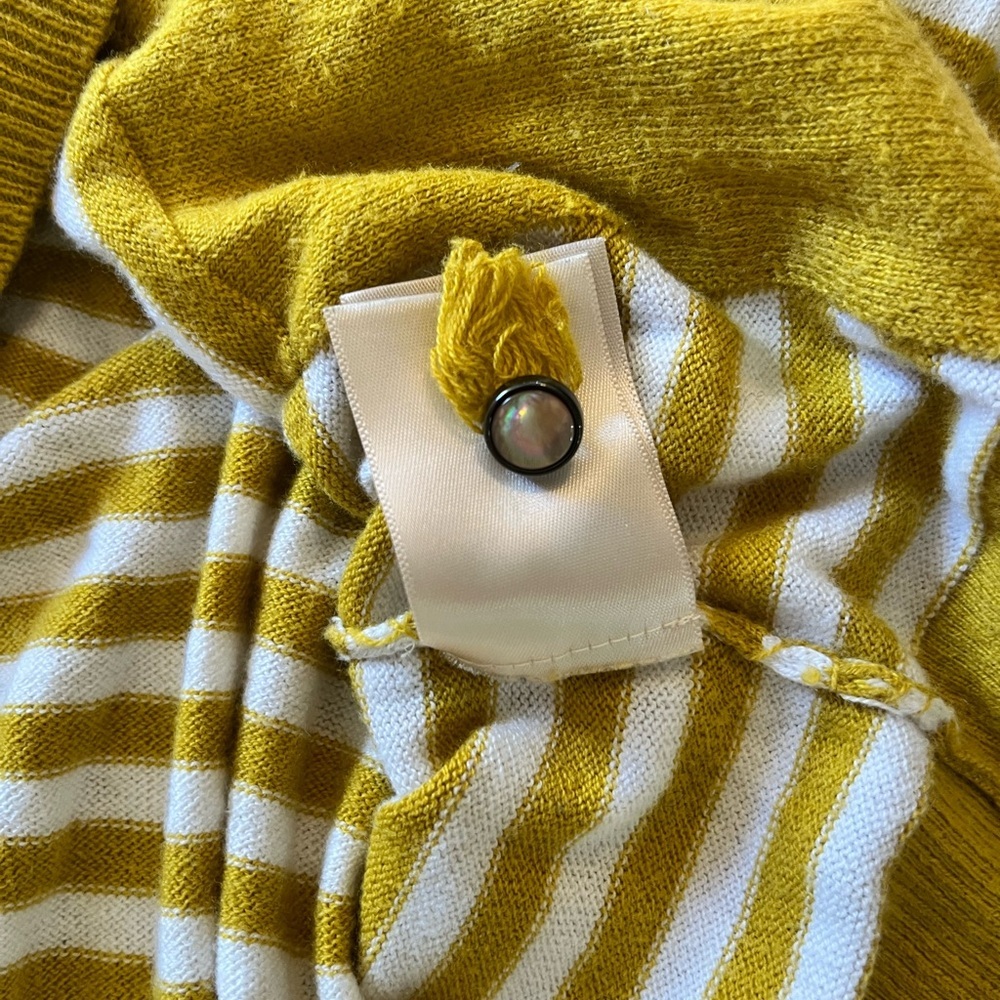 Charlie & Robin Anthropologie Women’s Sweater Yellow & White Stripped XS Boho - Picture 6 of 9